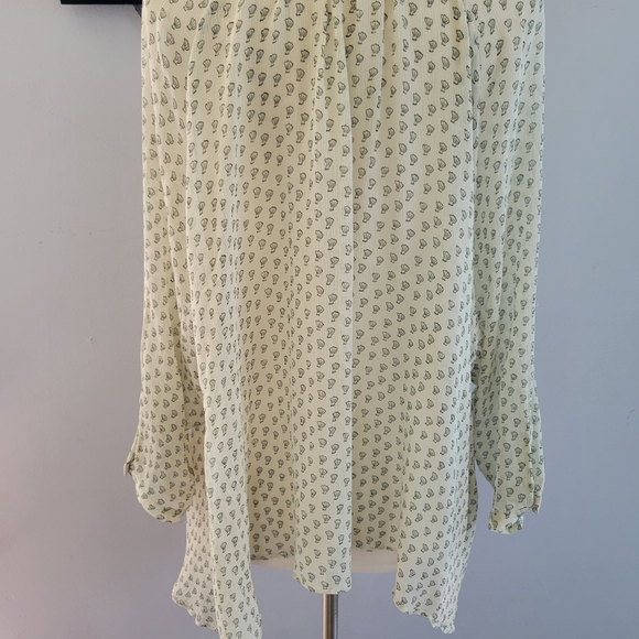 Samuji V Neck Semi Sheer Flowy Allover Print Blouse M - Picture 8 of 14